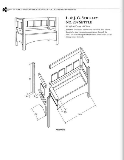 Great Book of Shop Drawings for Craftsman Furniture, Plans for 61 Classic Pieces by Robert W. Lang