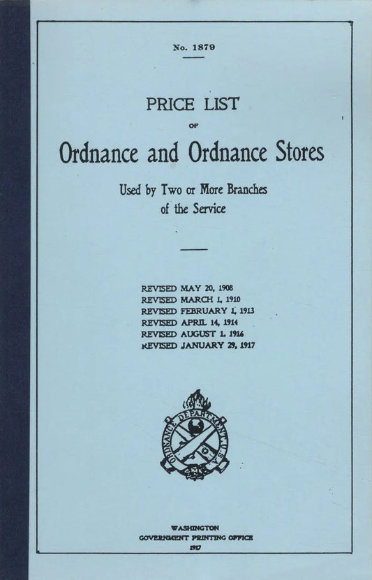 No. 1879. Price List of Ordnance and Ordnance Stores (1927)