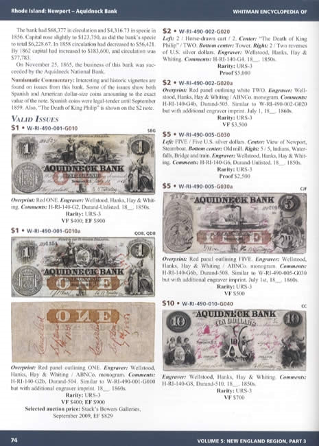 Whitman Encyclopedia of Obsolete Paper Money, Volume 5: New England, Part 3: Rhode Island and Vermont by Q David Bowers