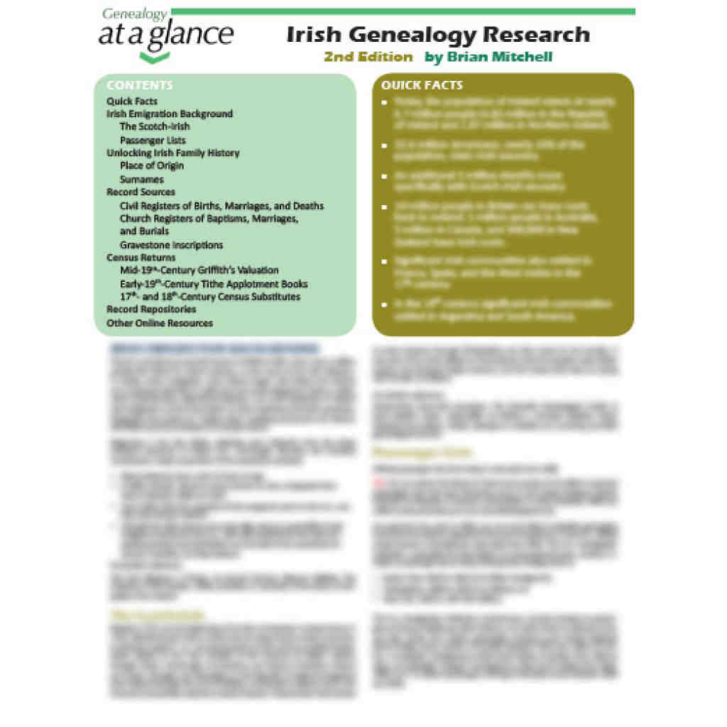 Genealogy At A Glance: Irish Genealogy Research, 2nd Ed by Brian Mitchell