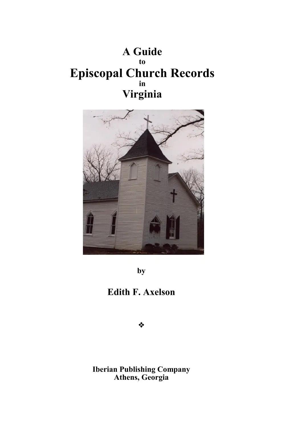 A Guide to Episcopal Church Records in Virginia