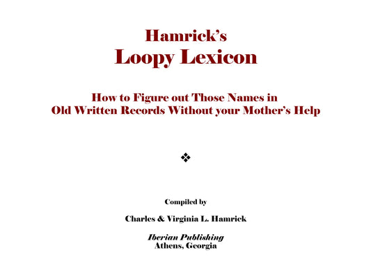 Hamrick's Loopy Lexicon