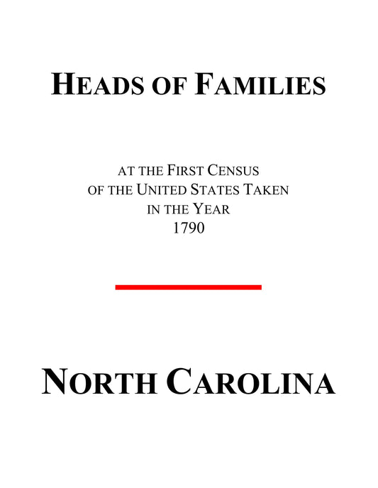 North Carolina Heads of Families at the First Census of the United States 1790